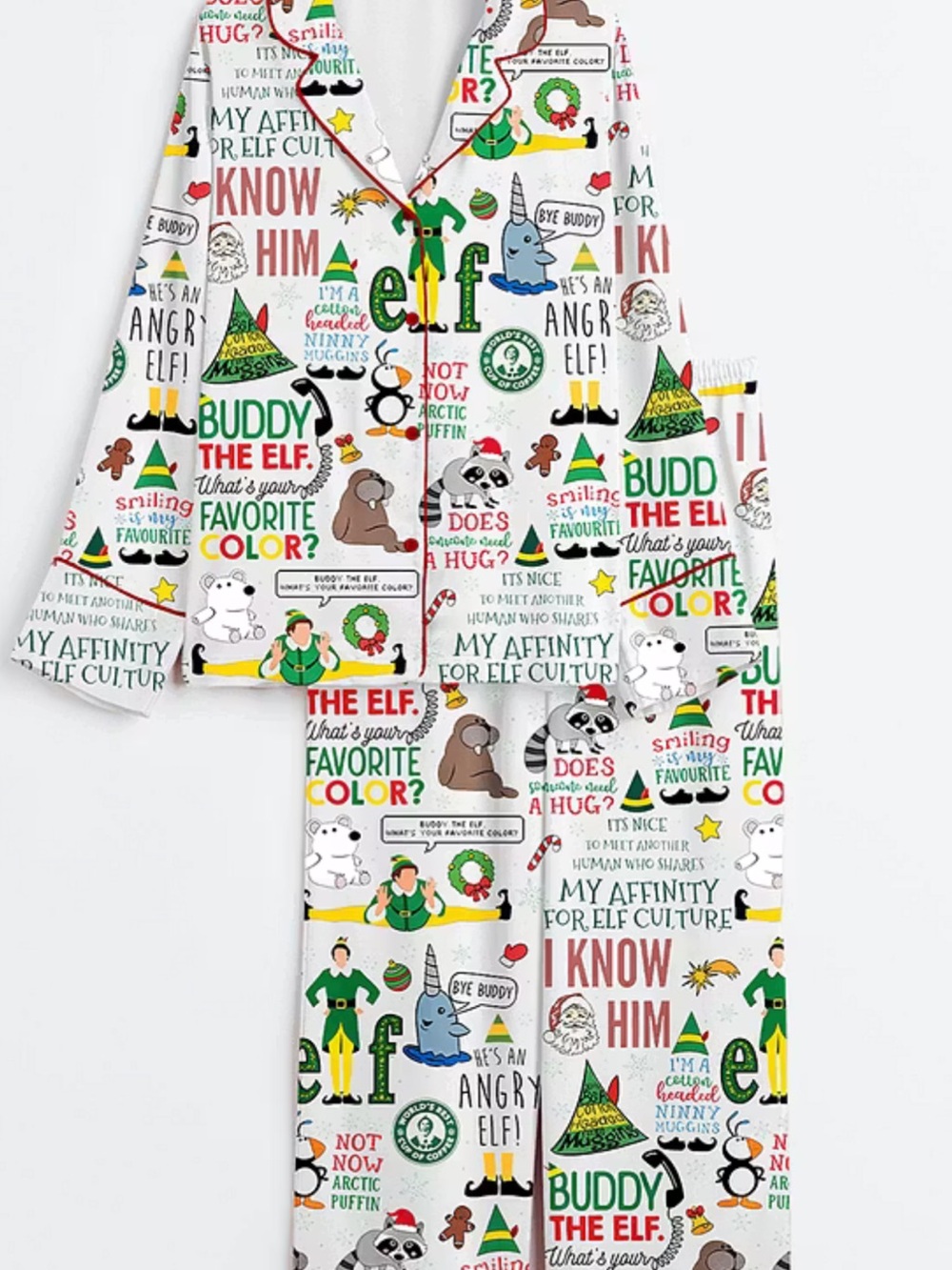 Holiday 'Buddy the Elf' Graphic White Women's Pajama Set